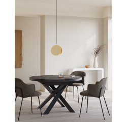 Round Vashti earthenware table with black feet Ø 120 (160) cm