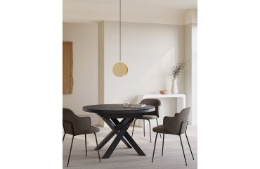 Round Vashti earthenware table with black feet Ø 120 (160) cm