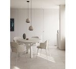 Table Vashti ronde en verre MDF et pieds blancs Ø 120 - 160 cm