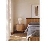 Table de chevet Licia 1 porte en bois massif de manguier et métal peint en noir 55 x 55 cm