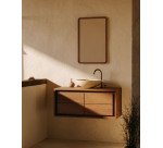 Espejo Shamel de madera maciza de teca con acabado nogal 45 x 70 cm