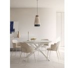 Lámpara de techo Yuvia de algodón con acabado beige, azul y terracota