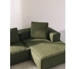 Cojín Blok de pana gruesa verde 60 x 60 cm