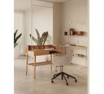 Araxi writing desk in veneer, solid ash wood and rattan 105 x 62 cm