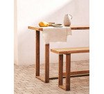 Table haute 100 % d'extérieur Canadell en bois de teck massif recyclé 140 x 70 cm