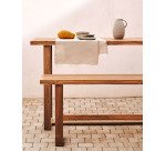 Banco alto 100% exterior Canadell de madera maciza de teca reciclada 130 cm