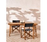 Mesa extensible de exterior Thianna de madera maciza de acacia 180 (240) x 90 cm