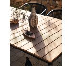 Table d'extérieur extensible Canyelles - bois - pieds métal noir mat 180(240) x 100 cm