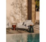 Mesa auxiliar exterior Mesquida de cerámica con acabado terracota glaseado  Ø 35 cm