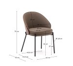 Eamy chair in brown faux leather, ash veneer with walnut and black metal finish