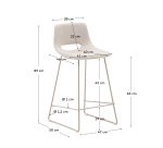 Tabouret Zahara beige et acier beige hauteur 65 cm