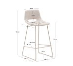 Tabouret Zahara beige et acier beige hauteur 76 cm