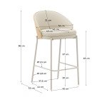 Tabouret Eamy en cuir synthétique beige, placage de frêne avec finition naturelle et métal