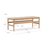 Banc Zaide en bois de chêne finition naturelle et assise en corde 120 cm