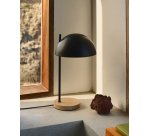 Lampe de table Catlar en bois de frêne et métal avec finition noire