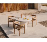 Arenys small outdoor metal table lamp in a terracotta painted finish