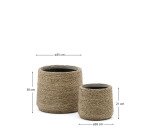 Ensemble Sigal de 2 cache-pots en ciment finition naturelle Ø 24 cm / 31 cm