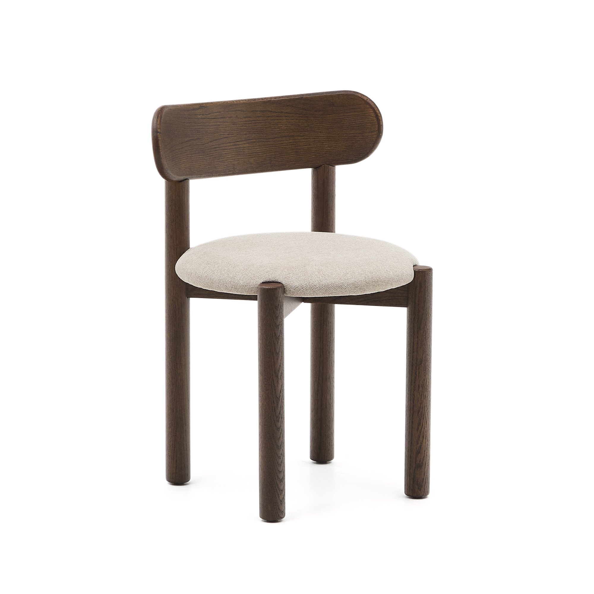 Nebai chair in brown chenille with a solid oak wood structure and walnut finish FSC MIX Credit