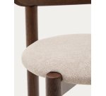 Chaise Nebai en tissu chenille marron et structure en bois de chêne finition noyer