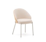 Eamy chair in beige chenille, in a natural finish ash veneer and beige metal