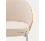 Eamy chair in beige chenille, in a natural finish ash veneer and beige metal