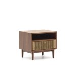 Table de nuit Elan en placage et bois de noyer avec corde 51 x 45 cm