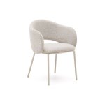 Chaise Maina en tissu chenille épais et pieds en acier beige