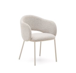 Chaise Maina en tissu chenille épais et pieds en acier beige