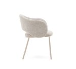 Chaise Maina en tissu chenille épais et pieds en acier beige
