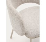 Chaise Maina en tissu chenille épais et pieds en acier beige