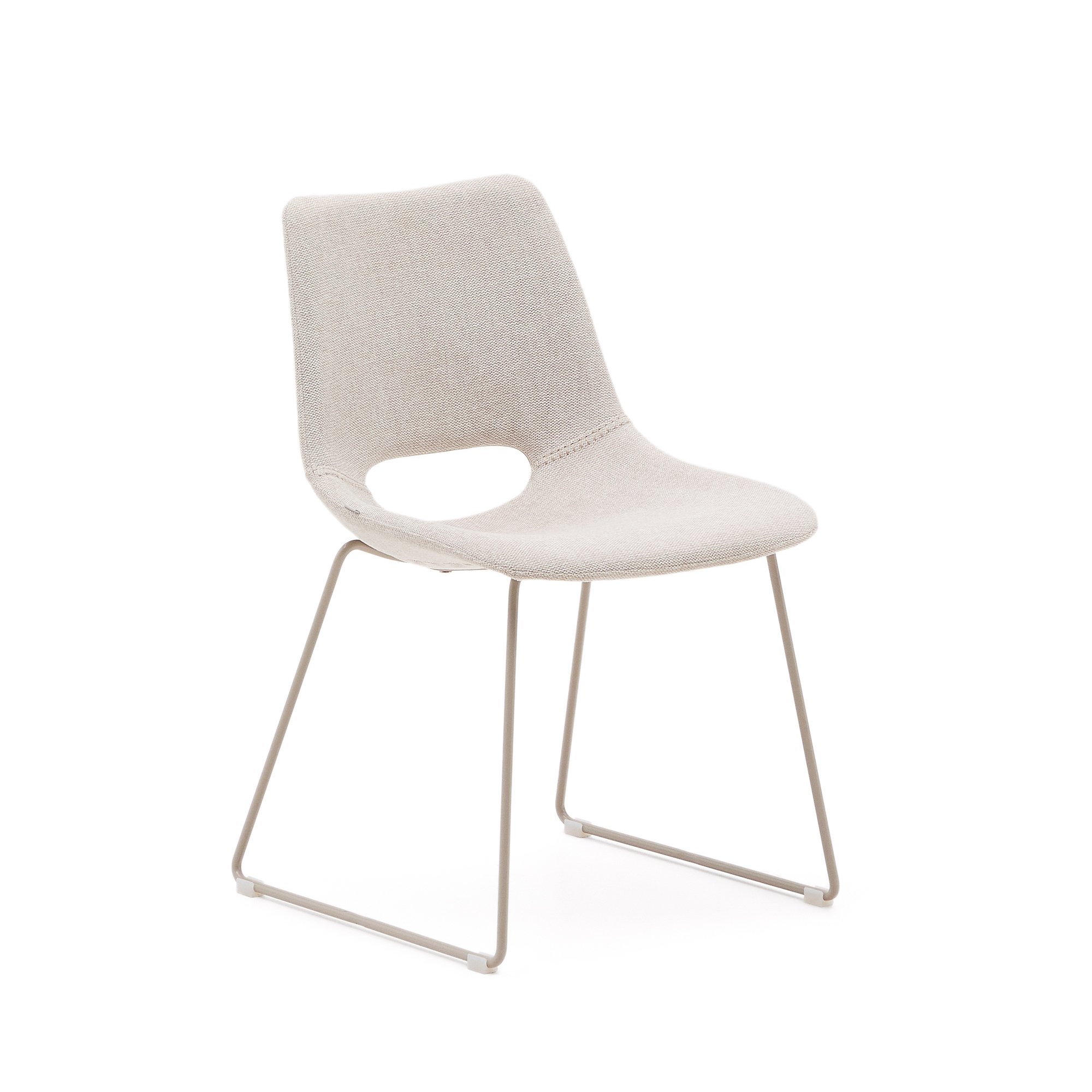 Zahara chair in beige with steel legs in a beige finish