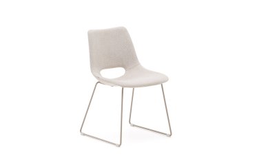 Silla Zahara beige y patas de acero con acabado beige
