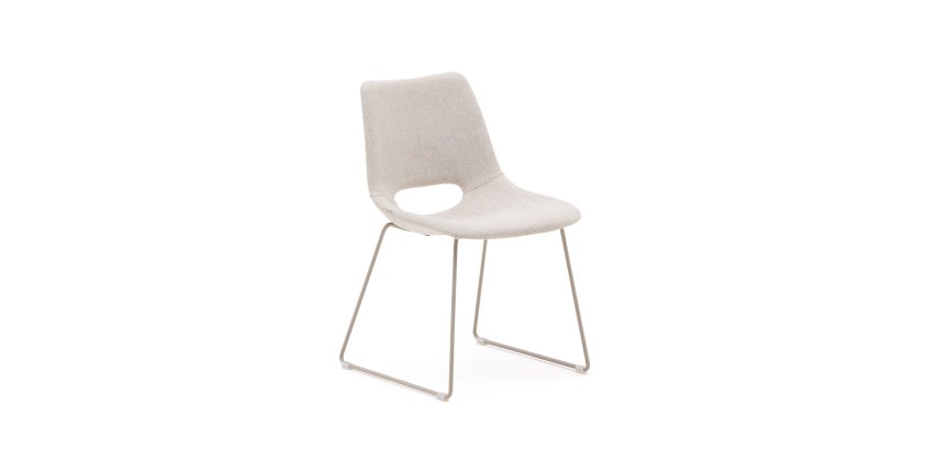 Chaise Zahara beige et pieds en acier beige