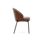 Eamy chair in brown faux leather, ash veneer with walnut and black metal finish
