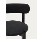 Chaise Nebai en tissu chenille noir et structure en bois de chêne finition noire