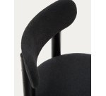 Chaise Nebai en tissu chenille noir et structure en bois de chêne finition noire