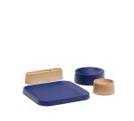 Ensemble Bletz de coupelles à apéritif en bois d’acacia finition naturelle et bleue