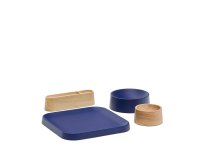 Ensemble Bletz de coupelles à apéritif en bois d’acacia finition naturelle et bleue