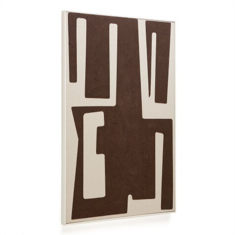 Salmi abstract painting in beige and brown linen 140 x 90 cm