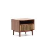 Table de nuit Elan en placage et bois de noyer avec corde 51 x 45 cm