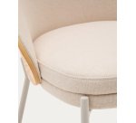 Eamy chair in beige chenille, in a natural finish ash veneer and beige metal