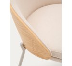 Eamy chair in beige chenille, in a natural finish ash veneer and beige metal