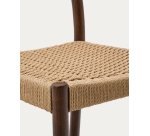 Taburete Yalia respaldo madera maciza roble acabado nogal y asiento de cuerda 65cm