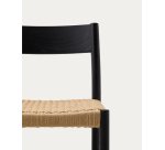 Tabouret Yalia dossier en bois de chêne finition noire et assise en corde 65 cm