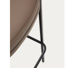 Eamy stool in brown faux leather, ash veneer, walnut finish and black metal 65 cm