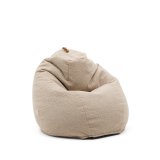 Pouf Vicka en tissu bouclette beige Ø 70 cm