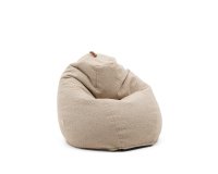 Vicka pouffe in beige bouclé, Ø 70 cm