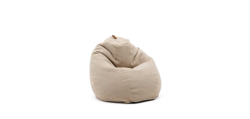 Pouf Vicka en tissu bouclette beige Ø 70 cm