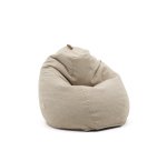 Pouf Vicka en tissu bouclette beige Ø 70 cm