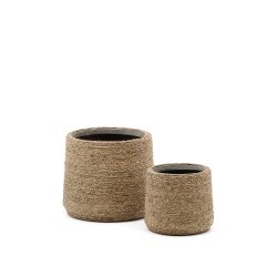 Set Sigal de 2 maceteros de cemento con acabado natural Ø 24 cm / Ø 31 cm